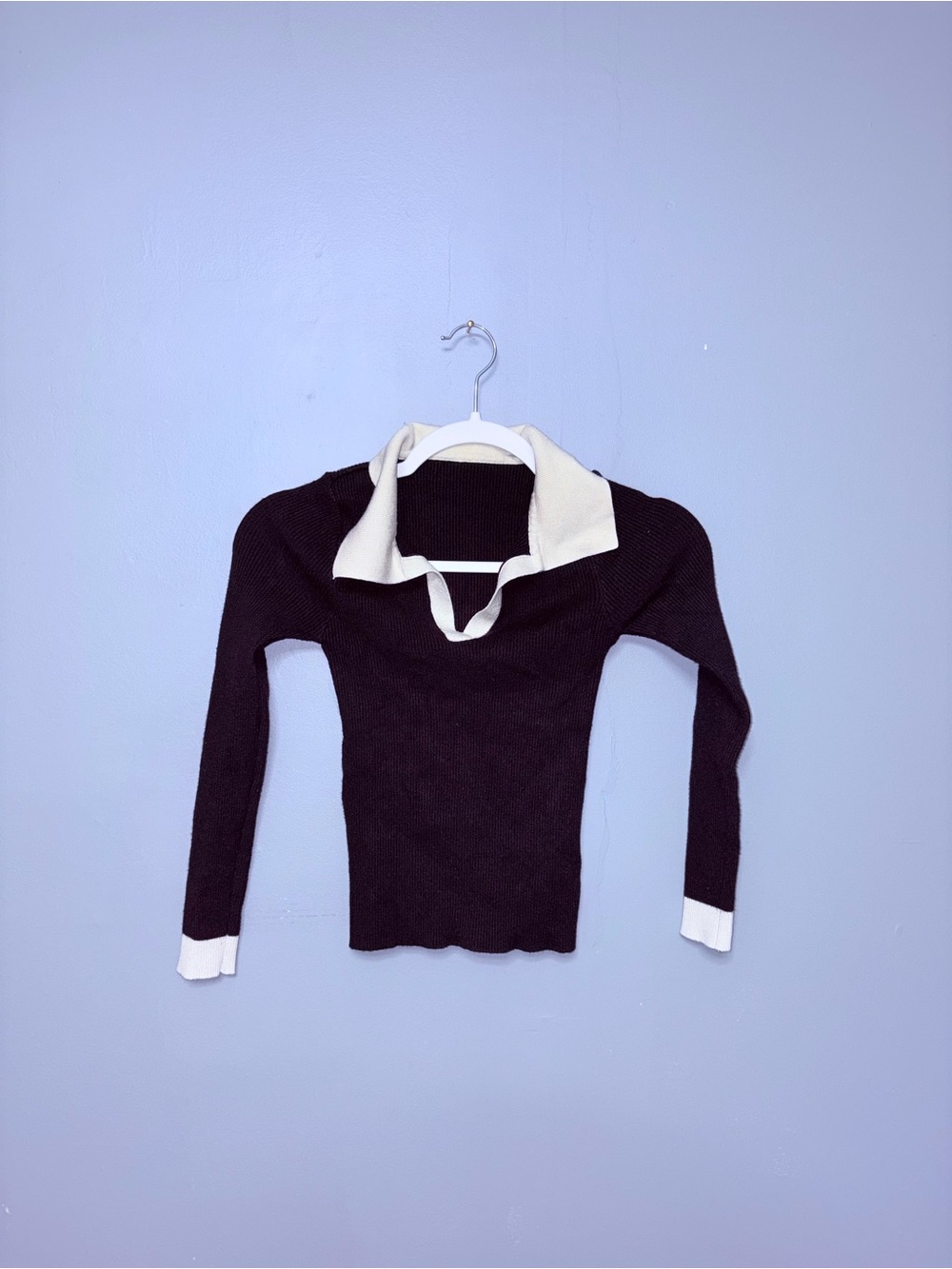 Black Ribbed Collared Longsleeve